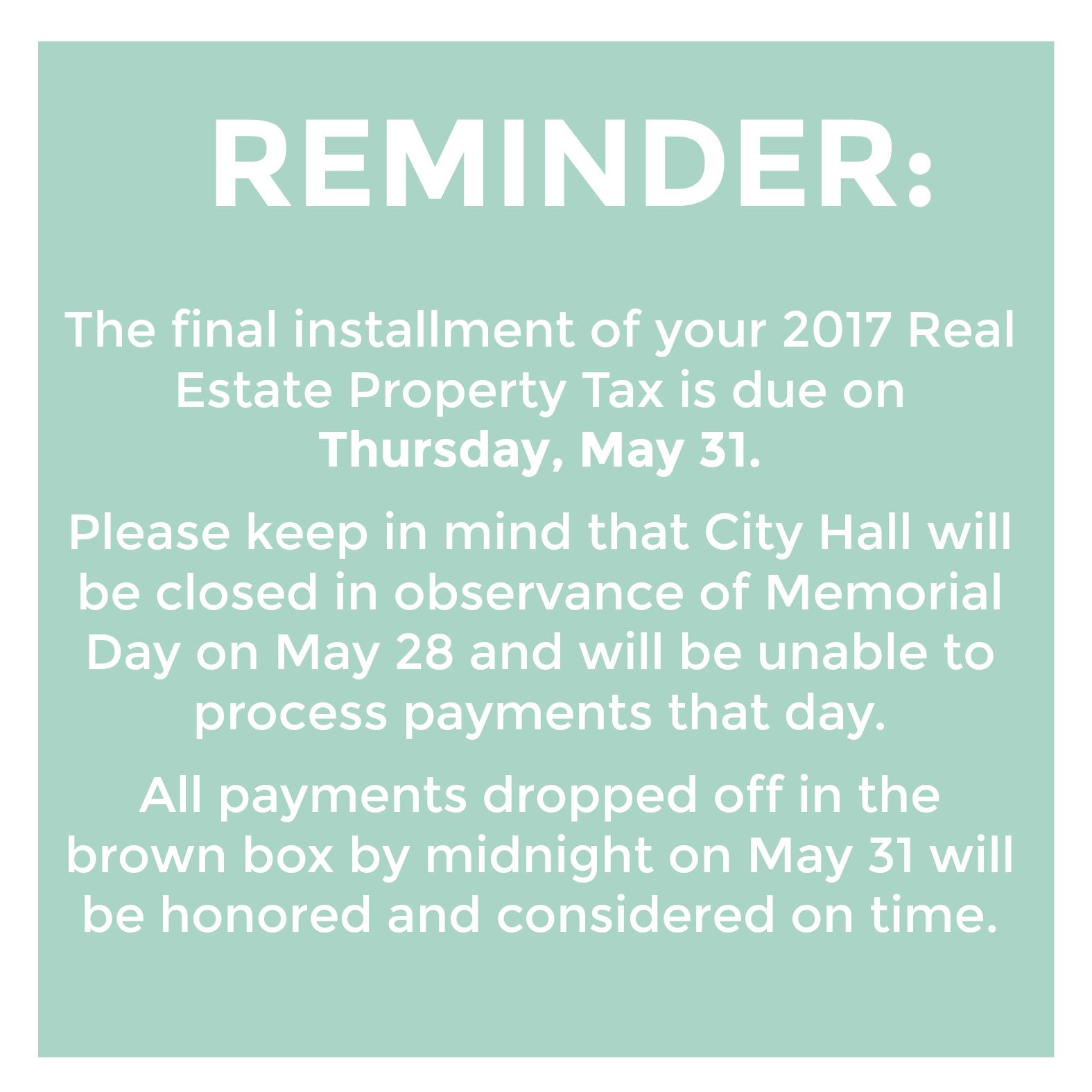 Tax Reminder Final Installment 2017 Taxes