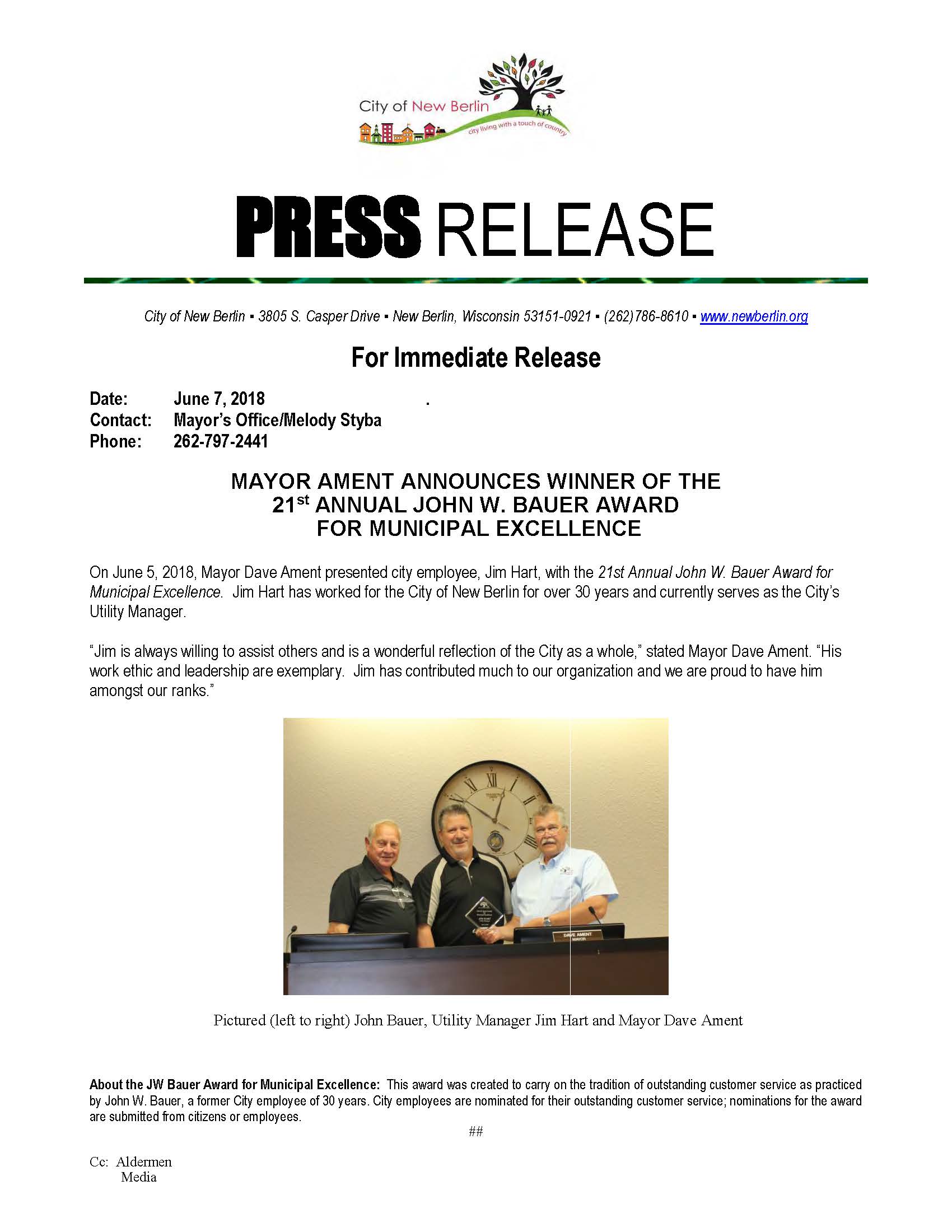 John Bauer Award Jim Hart 2018