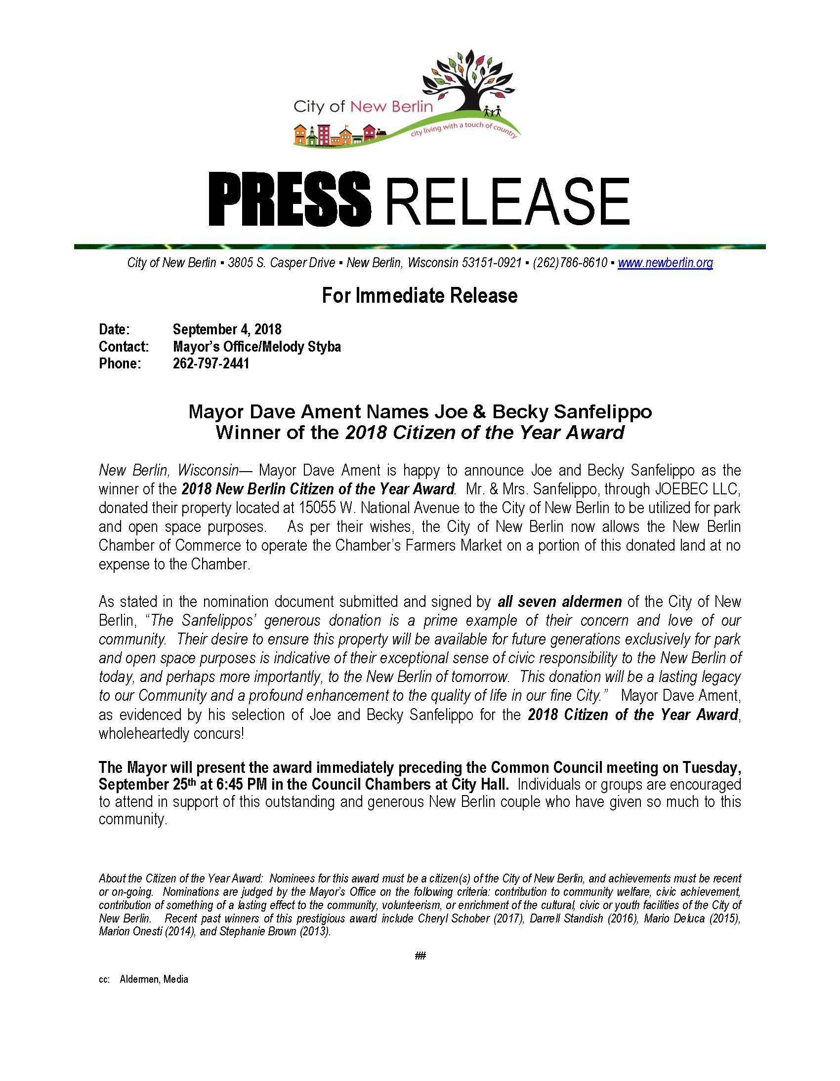 Press-Release-Announcing Winner Citizen Of Year