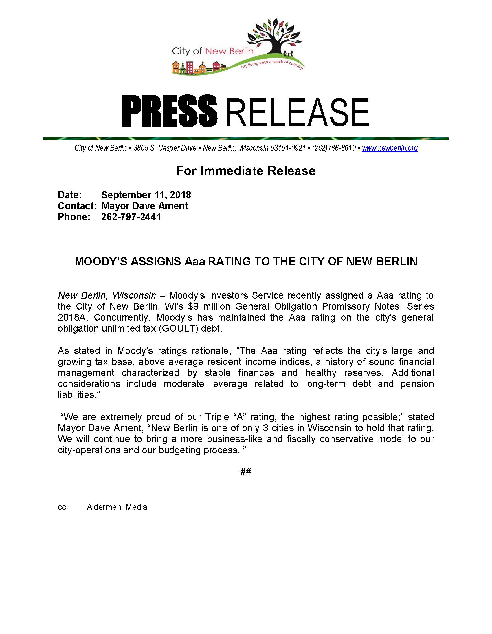 Press Release - Aaa Rating