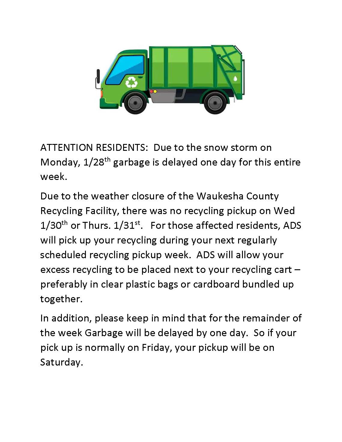 Garbage Pick Up Delays