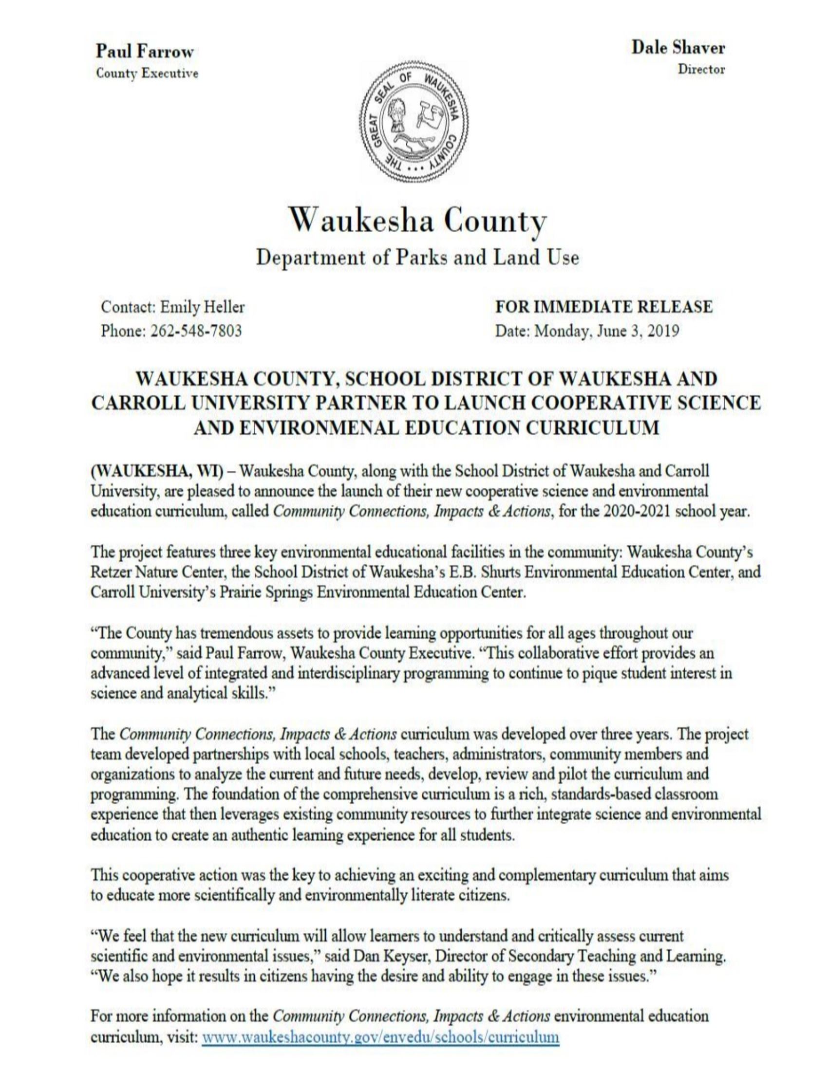 Cooperative Science and Environmental Education Curriculum