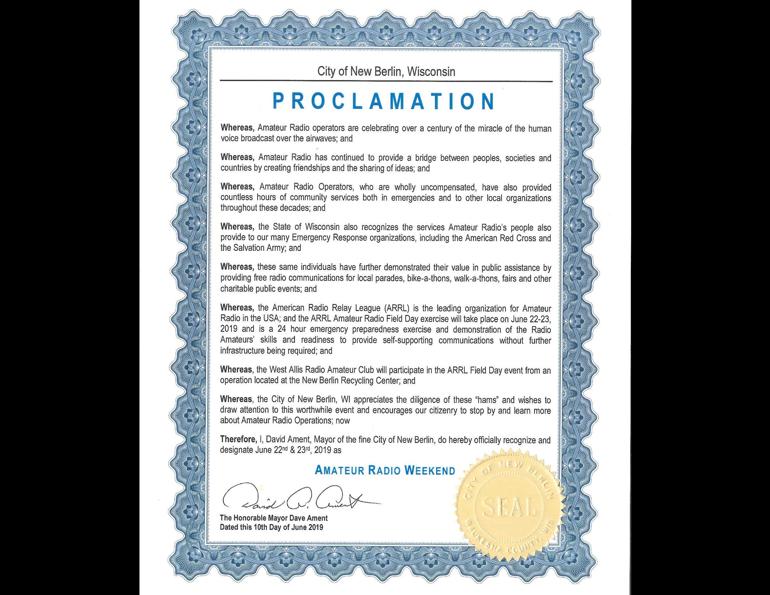 Amateur Radio Weekend 2019