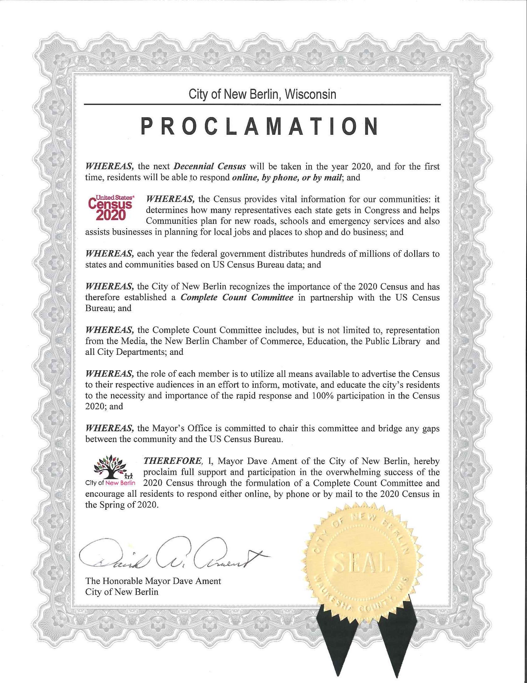 Proclamation 2020 Census