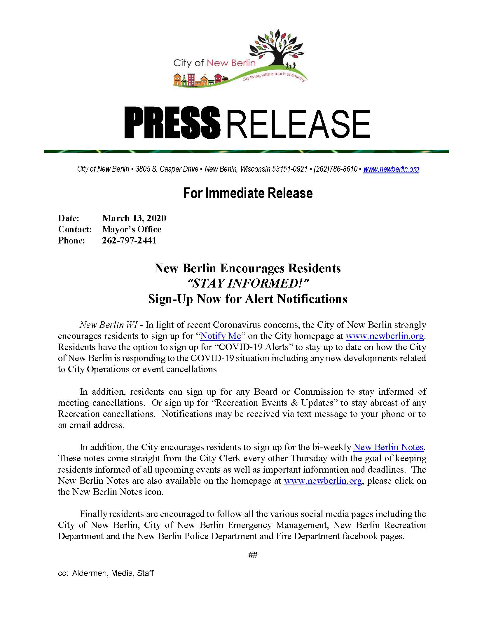 Press Release - Notify Me