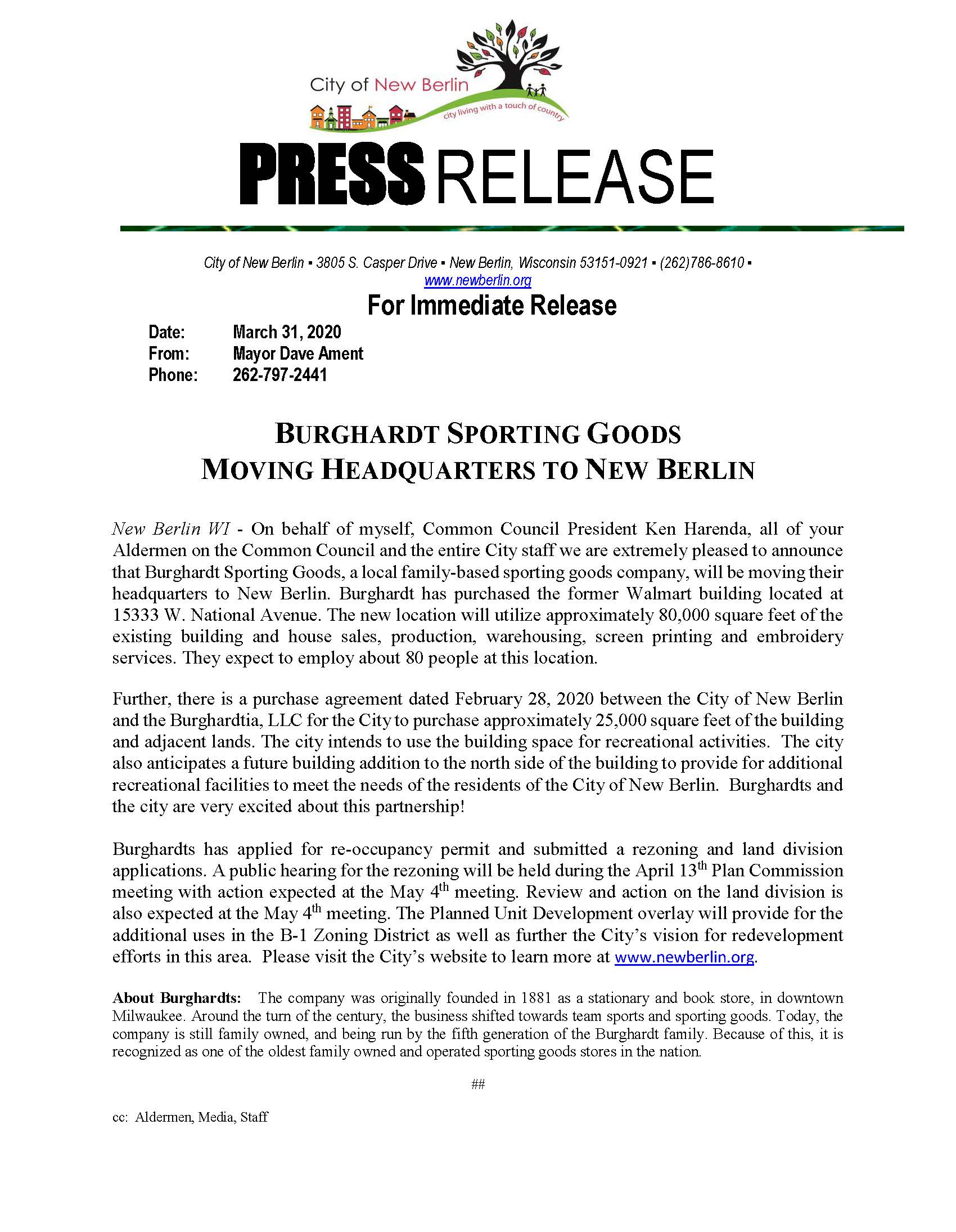 Press Release - Burghardt