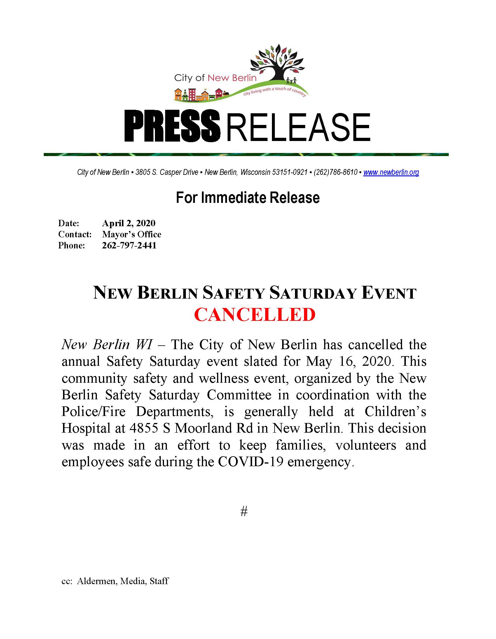 Press Release - Safety Saturday