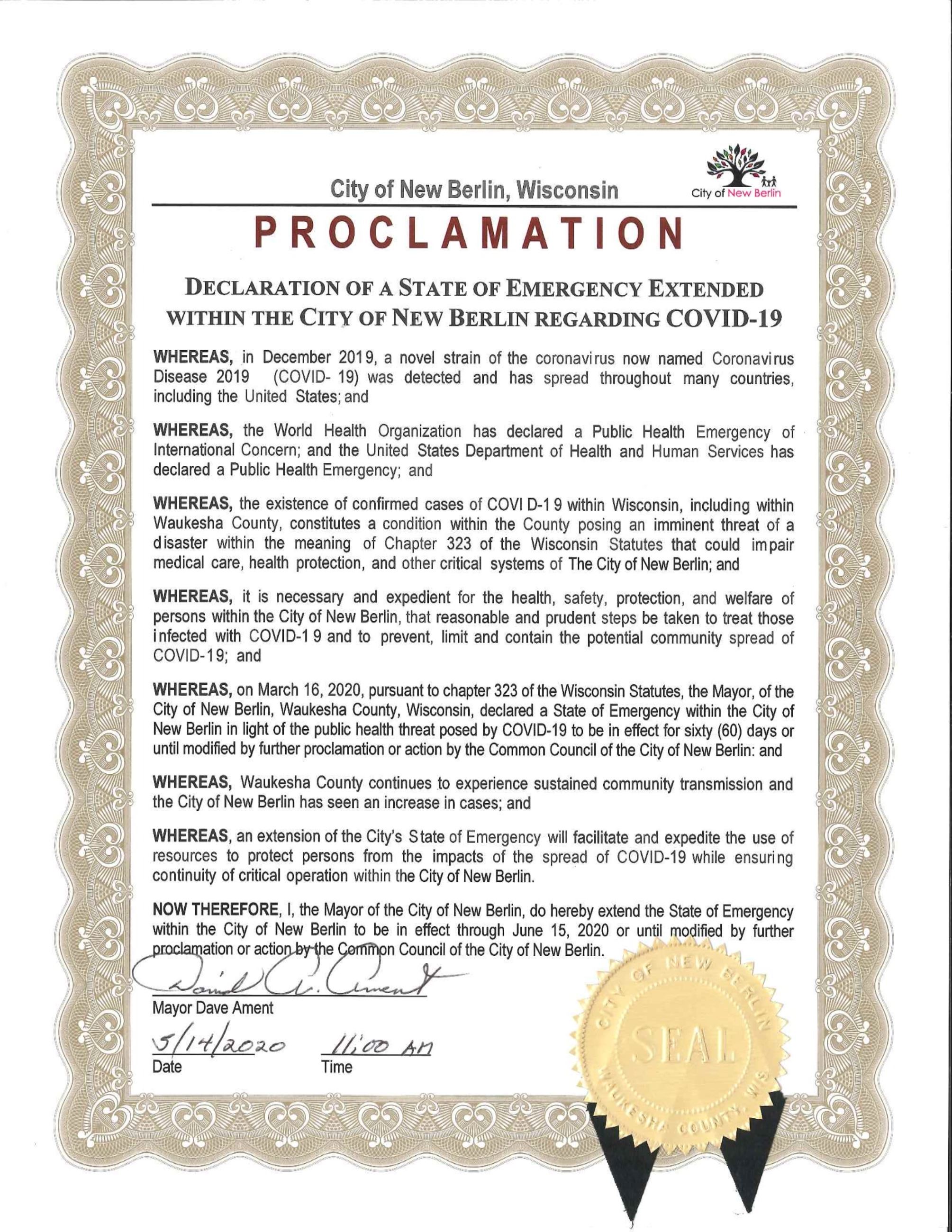 Extension of State of Emergency May 2020