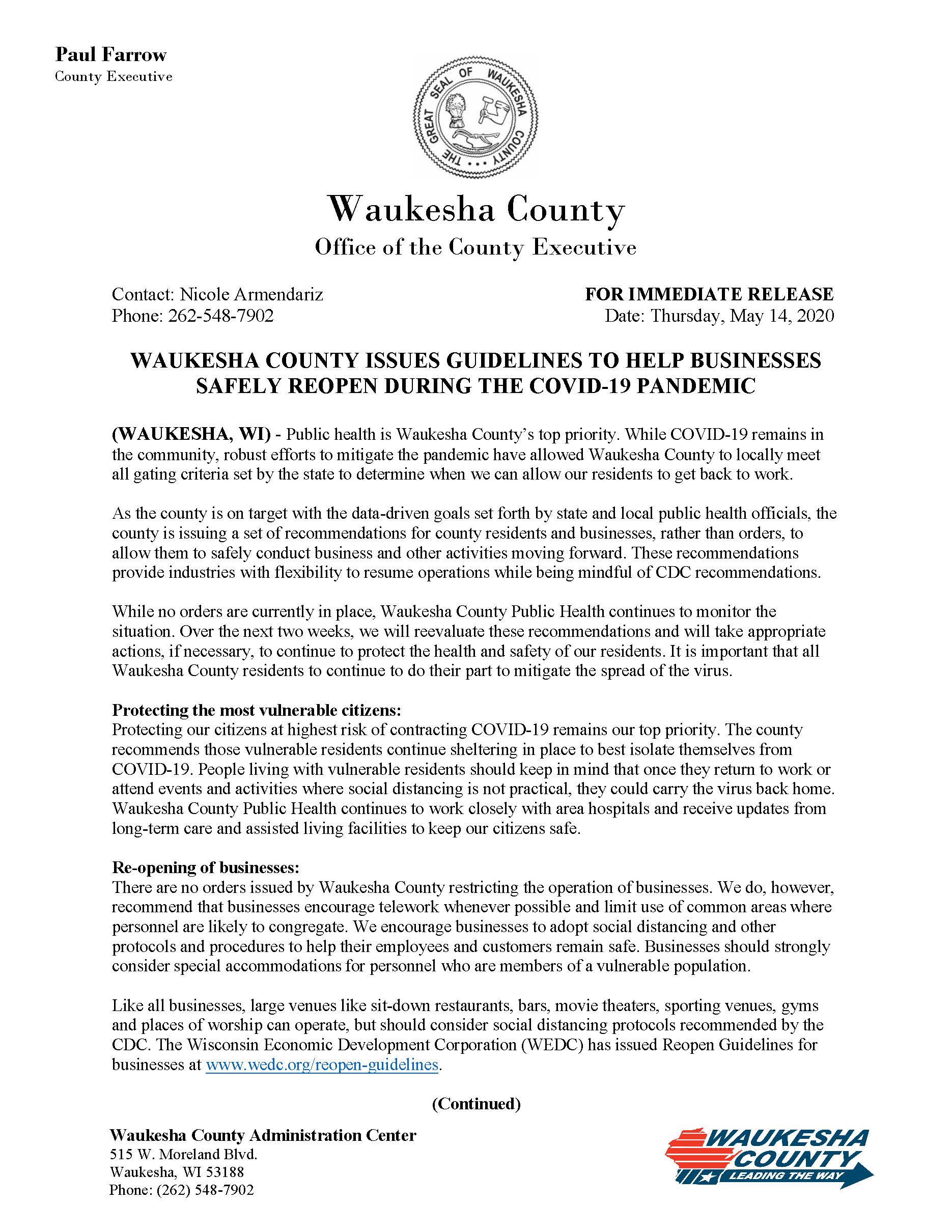 WAUKESHA COUNTY ISSUES GUIDELINES TO SAFELY REOPEN NEWS RELEASE_Page_1