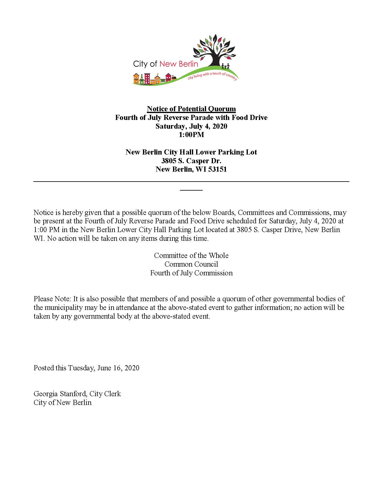 07042020 Fourth of July Parade Possible Quorum