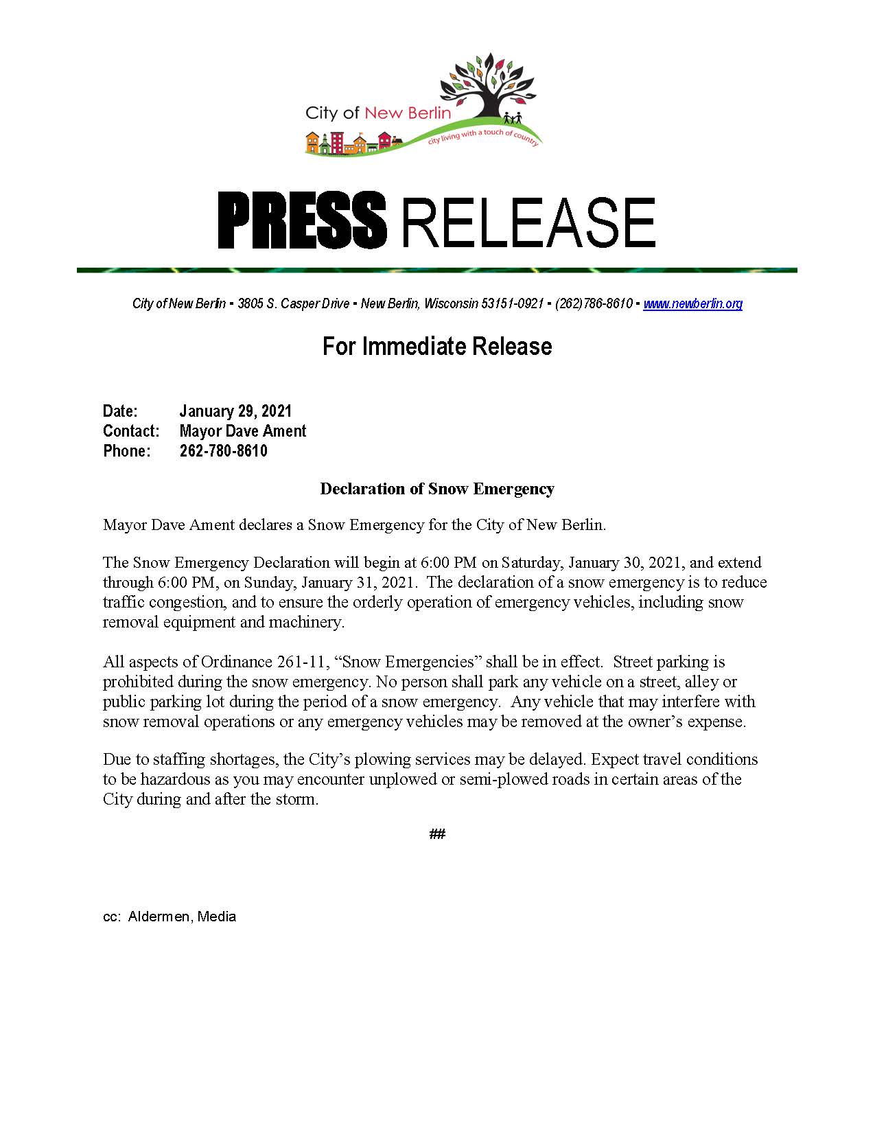 Snow Emergency - 1-29-2021