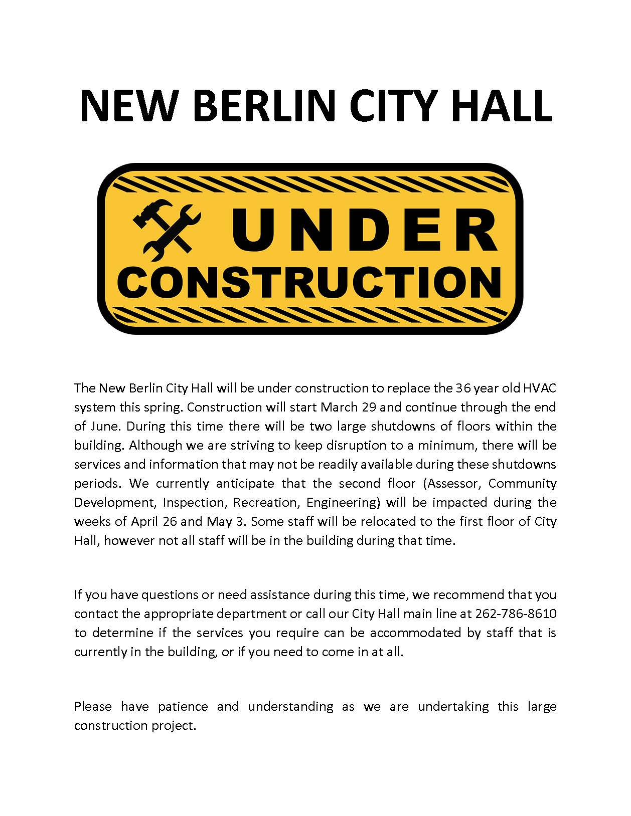 NEW BERLIN CITY HALL UNDER CONSTRUCTION