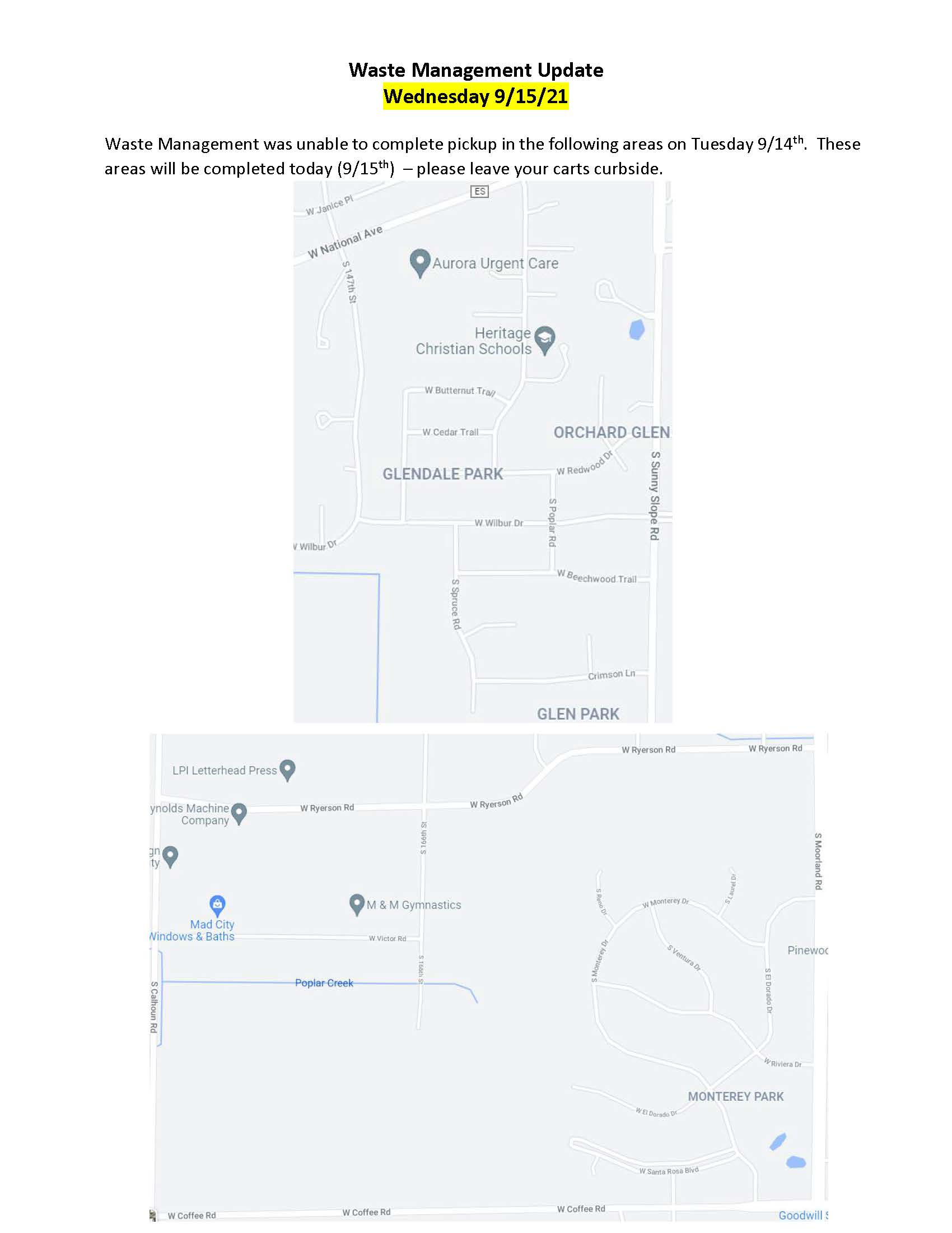 Waste Management Update 9.15.21