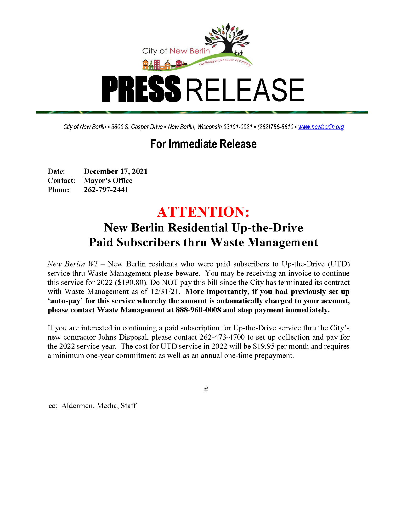 Press Release - Notice to UTD Subscribers_1