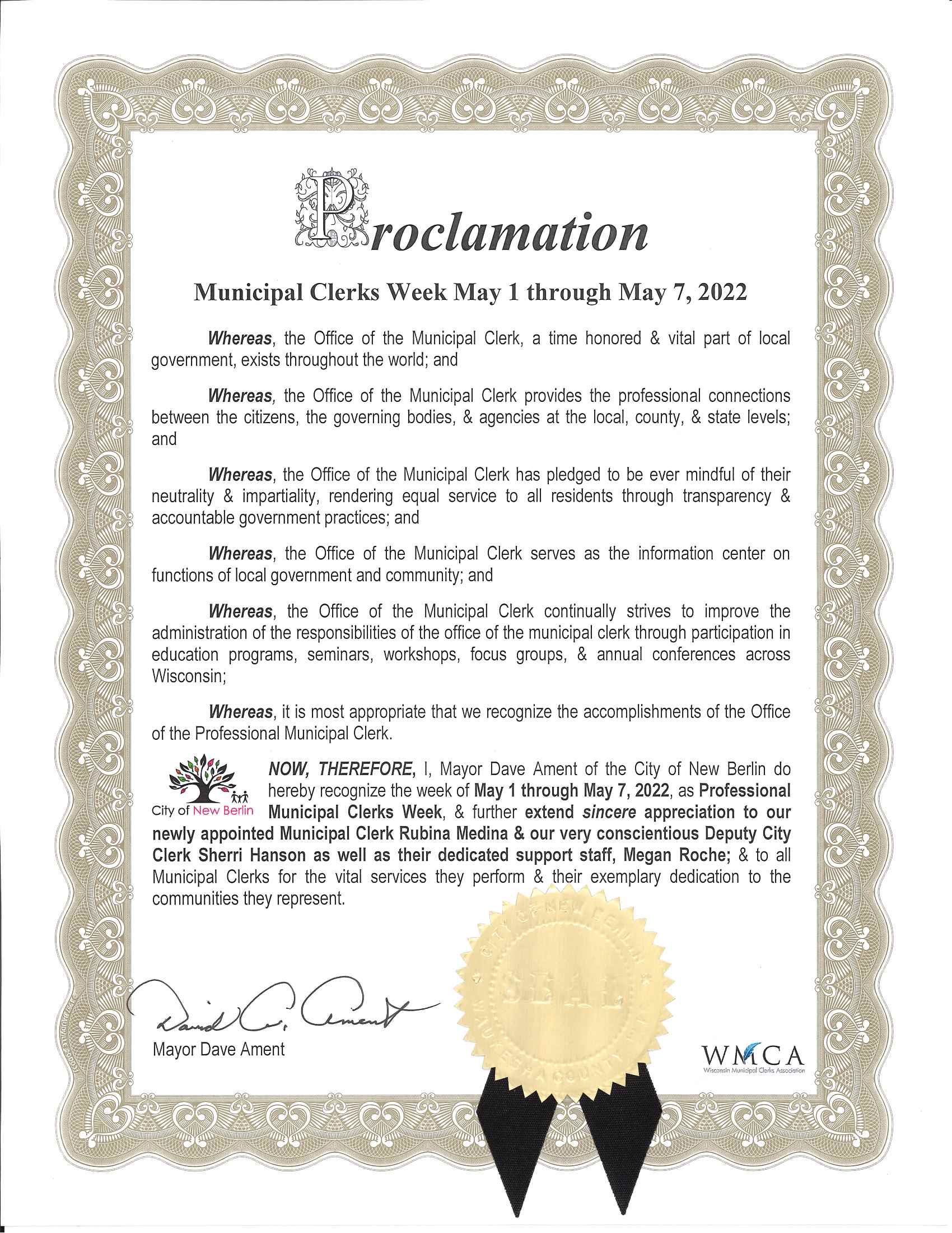 Mayor Proclamation - Clerks Week