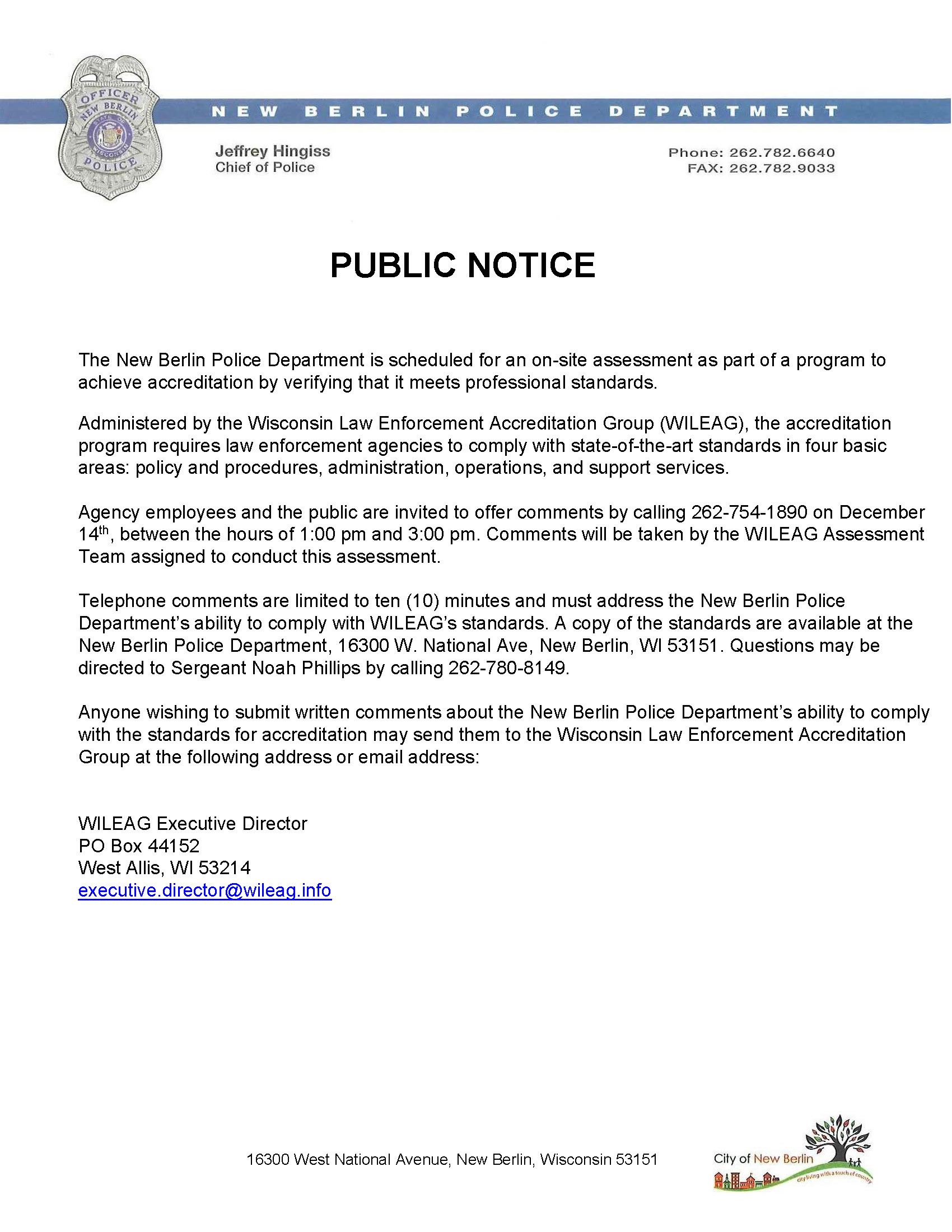 WILEAG Public Notice
