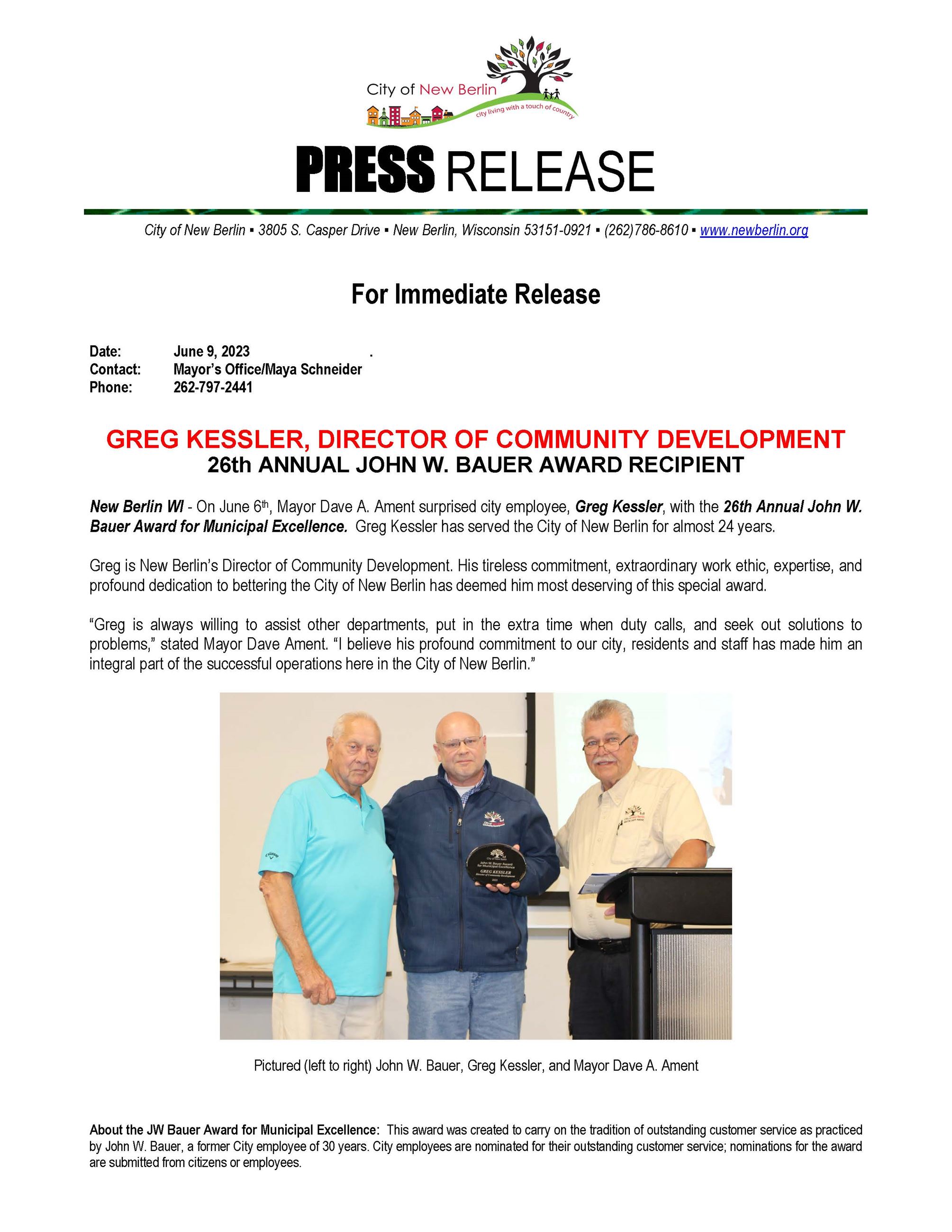 Press-Release- Greg Kessler JB Award Winner