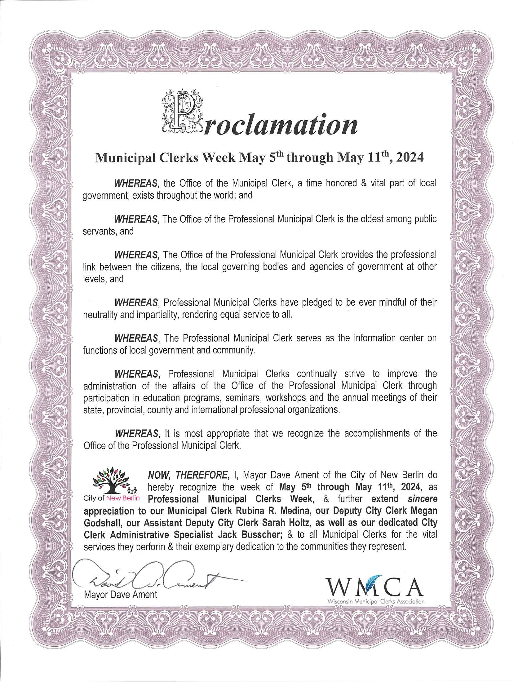 Municipal Clerks Week 2024